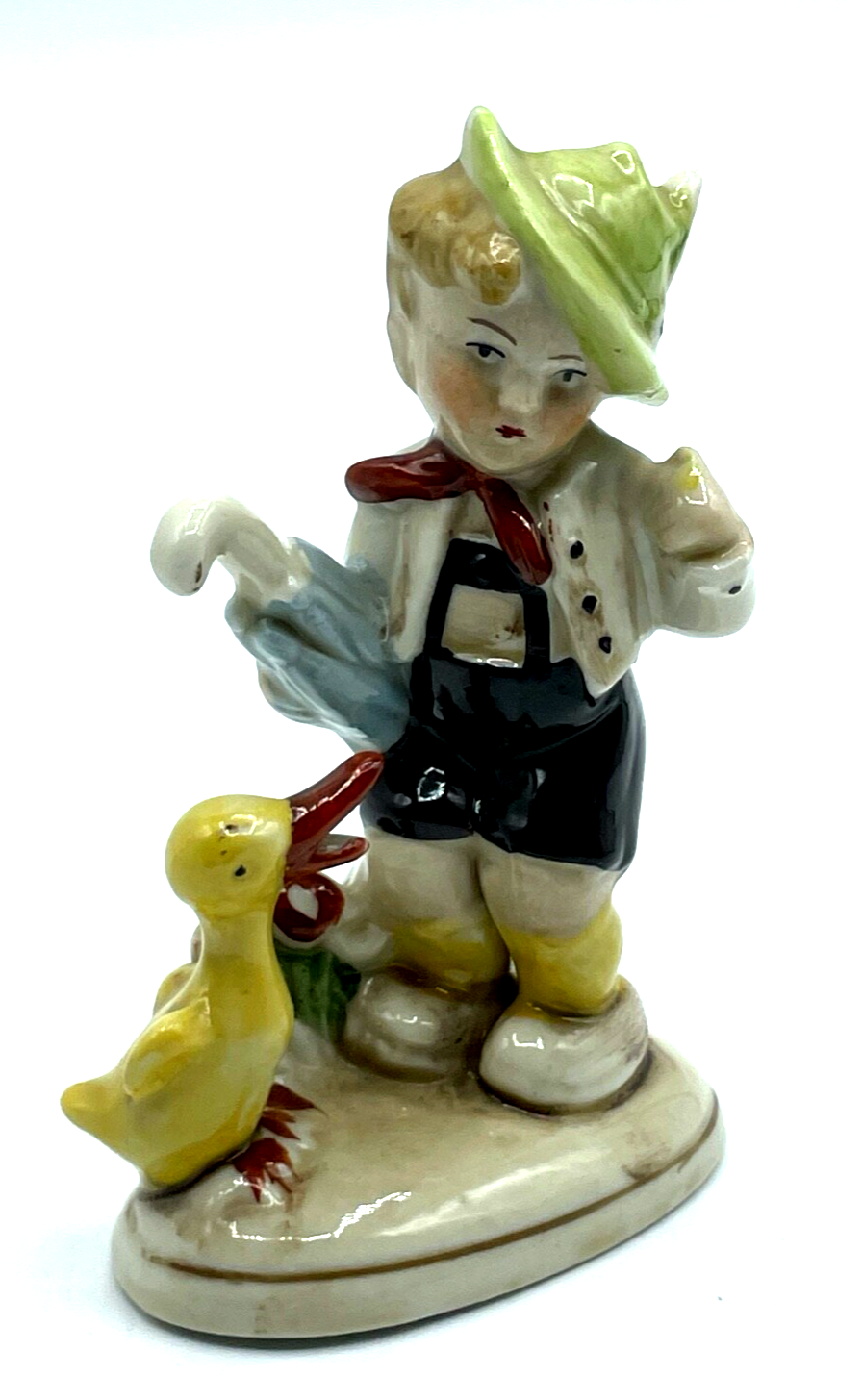 Foreign 20er J Nippes Figur Porzellan Junge Bub mit Ente Handbemalt H 10 cm1