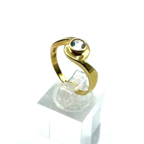 750 Gold 18K Ring Solitär Zirkon klassisch Ø 19 mm RG 60 Juwelier sehr gepflegt2