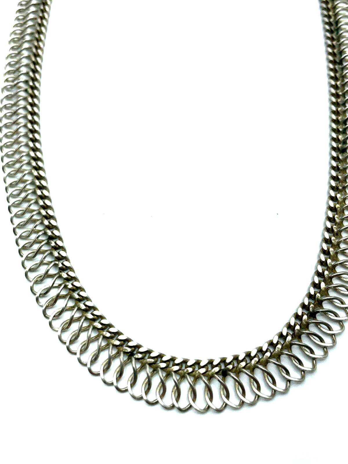 Vintage Design Silber Kette 835 FBM Collier 70er J Längenverstellbar bis 46 cm 27