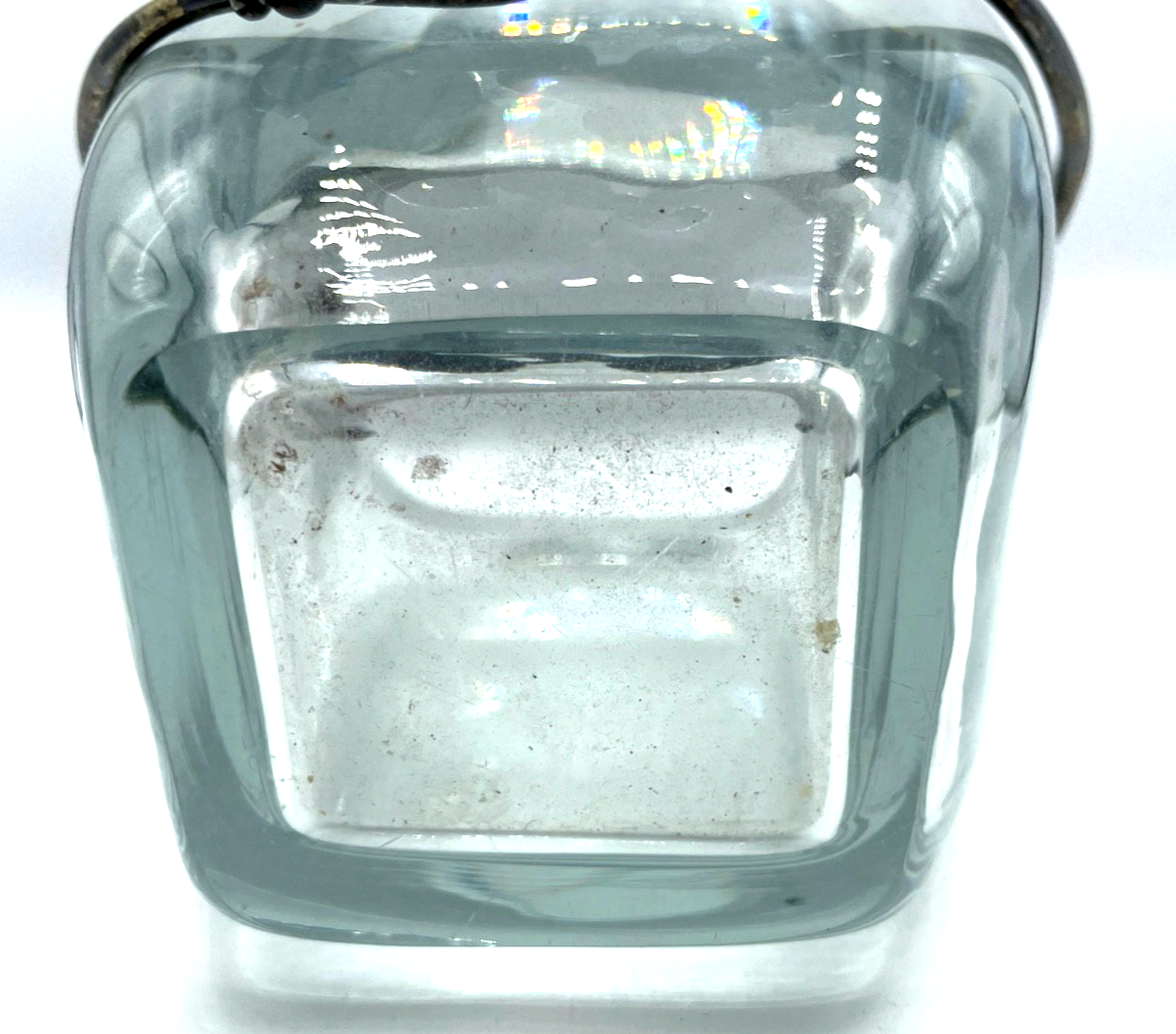 Antik großer schwerer Eiswürfel Behälter Kristallglas 925 Silber Henkel7