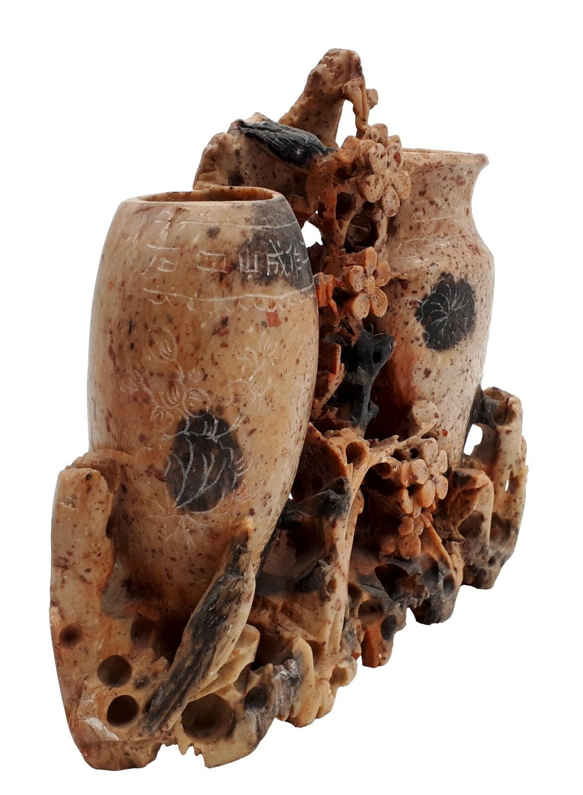 Speckstein Schnitzerei - China 19. Jhd - Ziervase Pinselwäscher - Soapstone 1