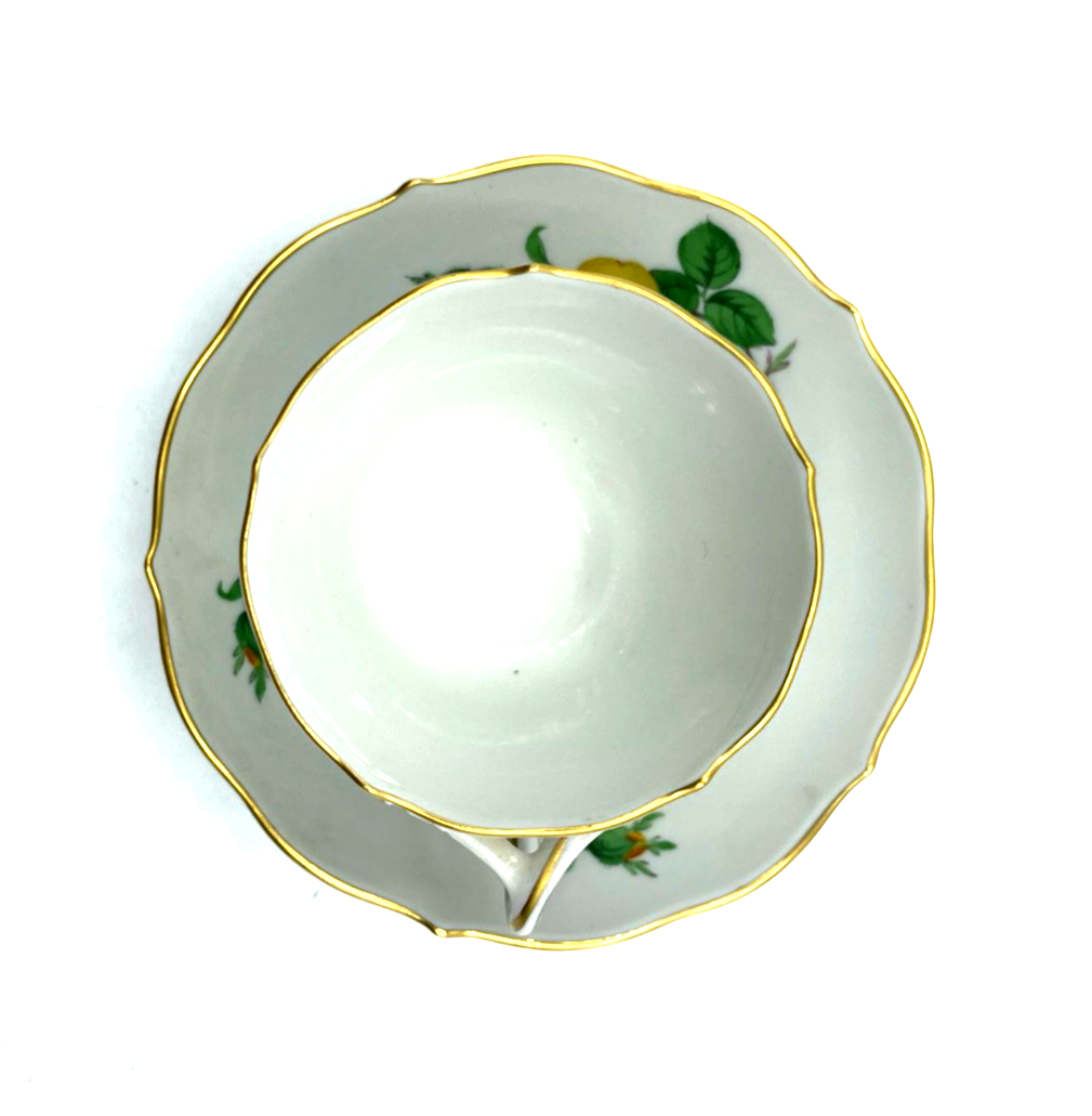 Meissen Porzellan gelbe Rose kleine Tasse + Unterteller Sammeltasse I. Wahl2