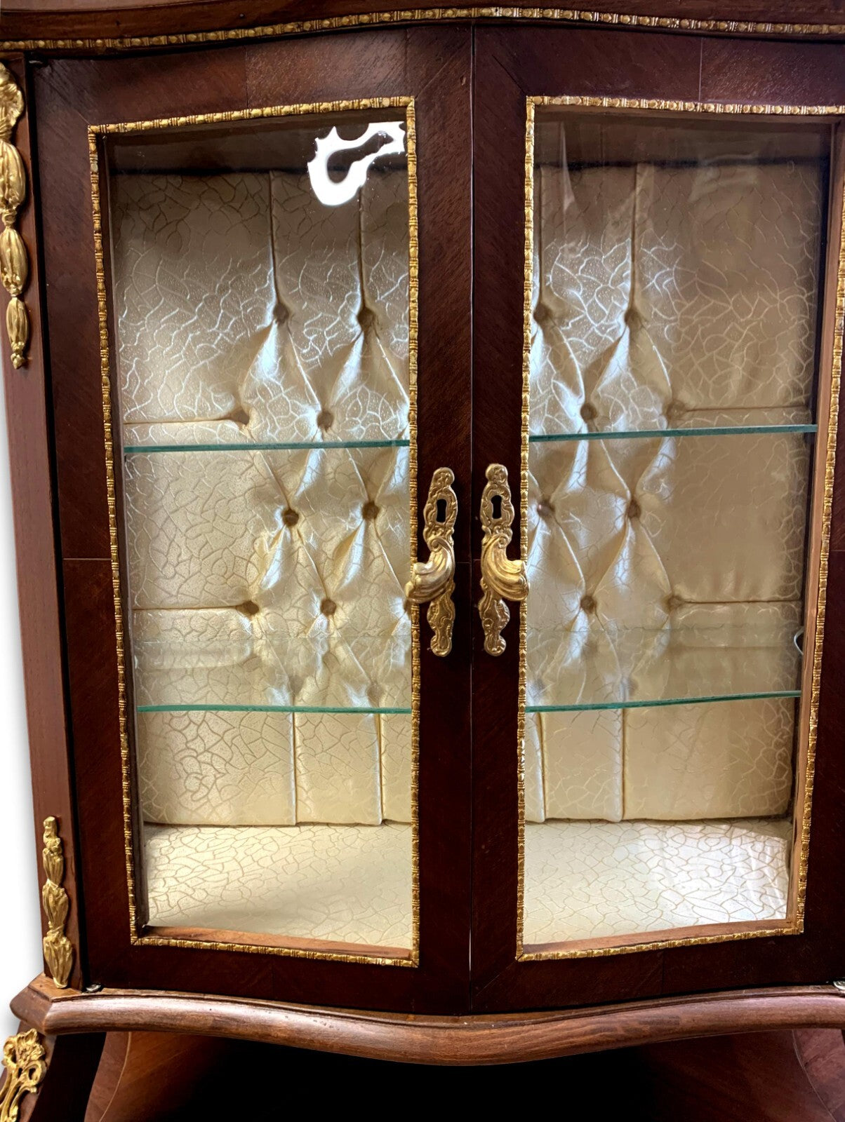 Aufsatzvitrine Vitrinenschrank - barocker Stil - Holz furniert - Metallbeschläge3