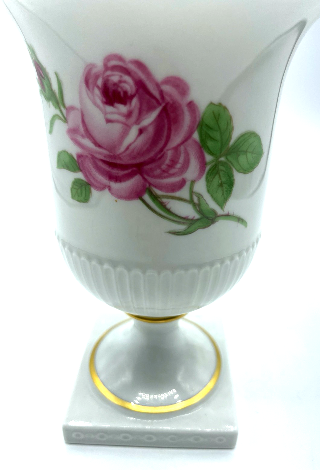Vintage Fürstenberg Porzellan Pokal Vase Amphore Golddekor + Rose wie neu H 15,51