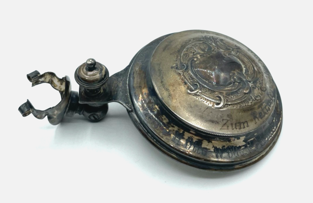 Antik loser echt Silber Deckel für Bierkrug um 1900 zum Rekruten Abschied 19080