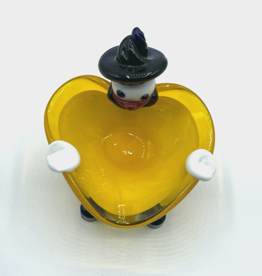 Vintage bunter Glas Ascher Clown Murano Glas Schale 70erJ top gepflegt Handarbei1