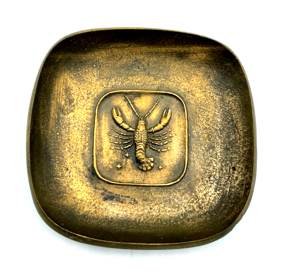 Vintage massiv Bronze Tellerchen Ascher ? mit Krebs Motiv gepflegt0