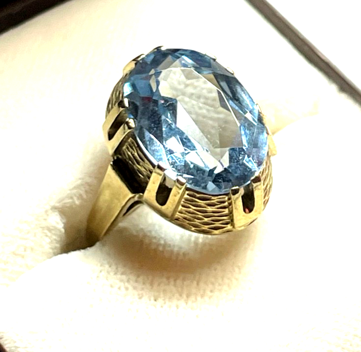Vintage 333 Gold 8 K Blautopas Ring Ø 16,5 mm RG 52 Juwelier Qualität gepfl.1