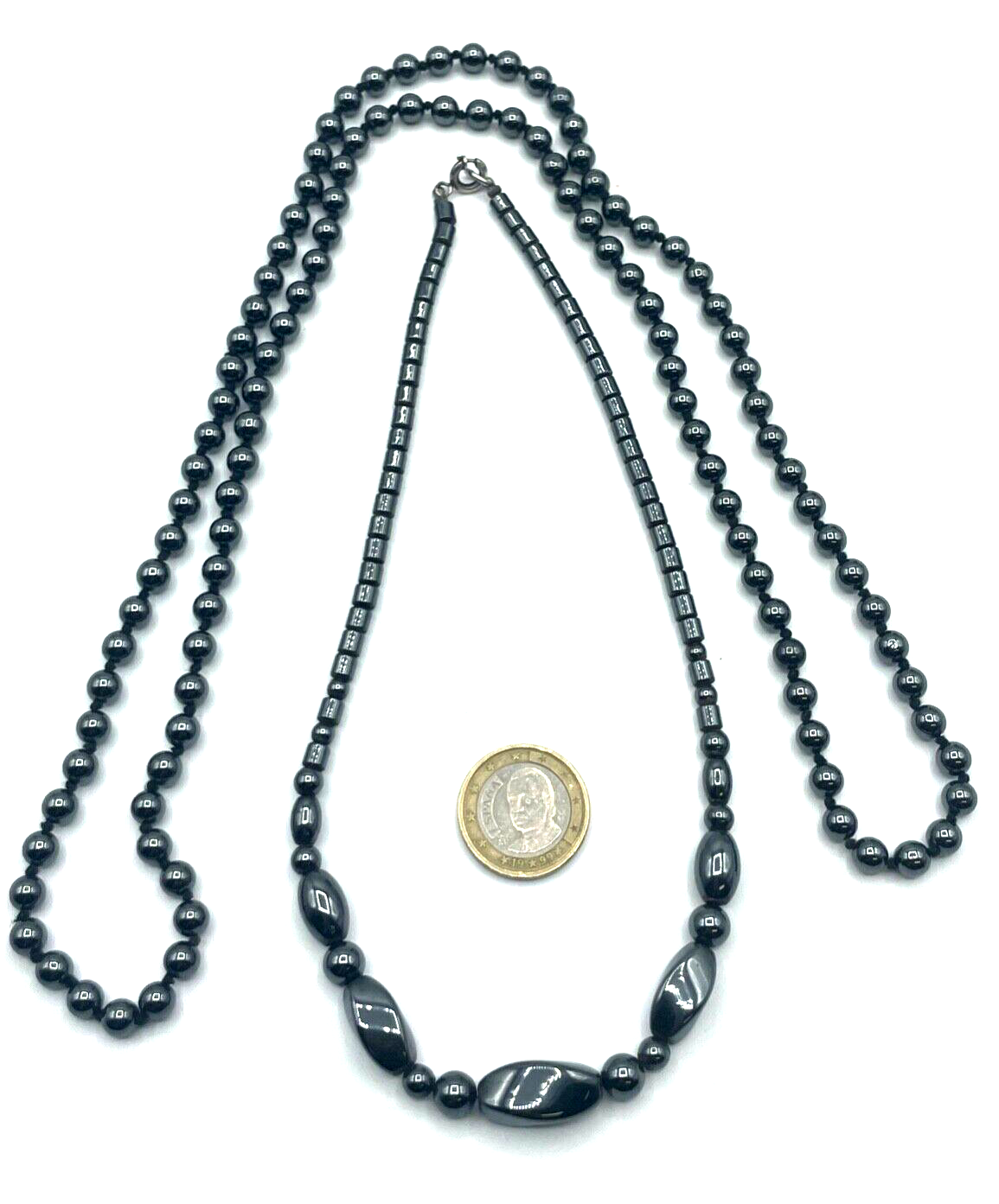 Vintage 2 x Kette Blutstein Hämatit Kugelkette + Collier 925 Silber gepfl. Nr. 21