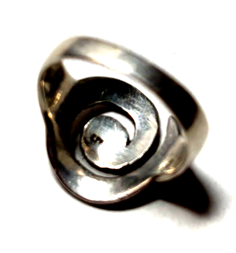 Vintage solider 925 Silber Ring Spirale Muster Ø 17 mm RG 53 Handarbeit gepflegt6