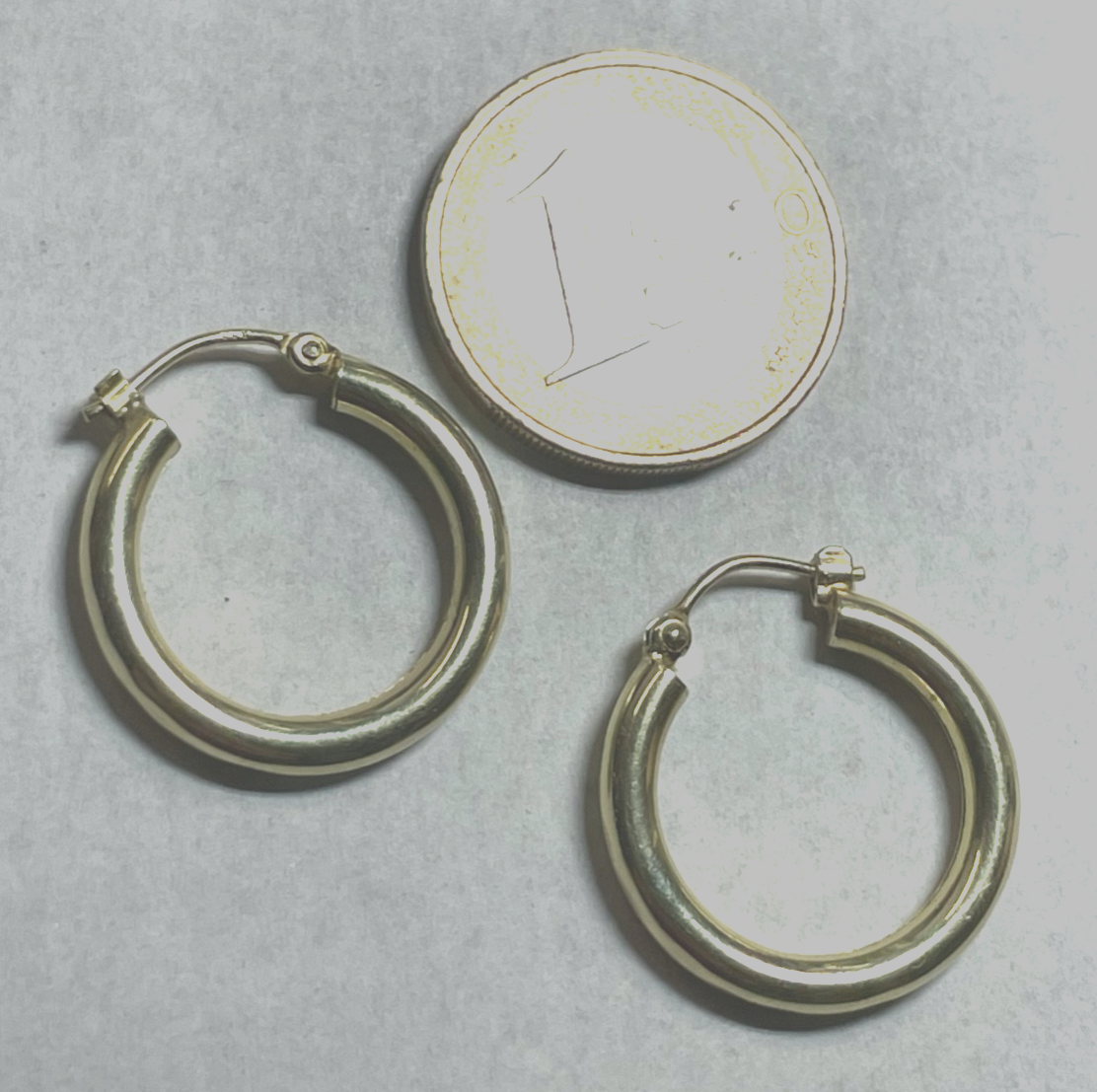 Klassisch 585 Gold 14 K Creolen Ohrringe Ø 22 mm B 3 mm Juwelier sehr gepflegt2