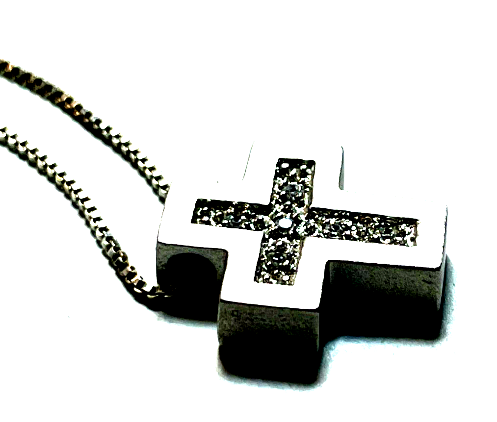 925 Silber 45 cm Venezianerkette mit Kreuz Anhänger modern mit Zirkonia gepflegt4