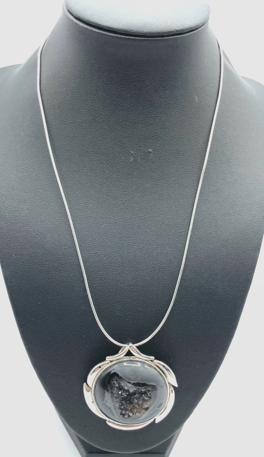 Attraktiv + groß Statement TAU Anhänger Achat Druse + Schlangenkette 925 Silber1