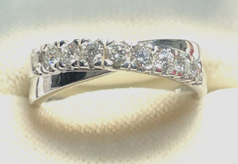 Solider Weißgold 585 Gold 14 K Ring 9 Brillanten 1,0ct. Ø 17,8 mm RG 56 Juwelier0