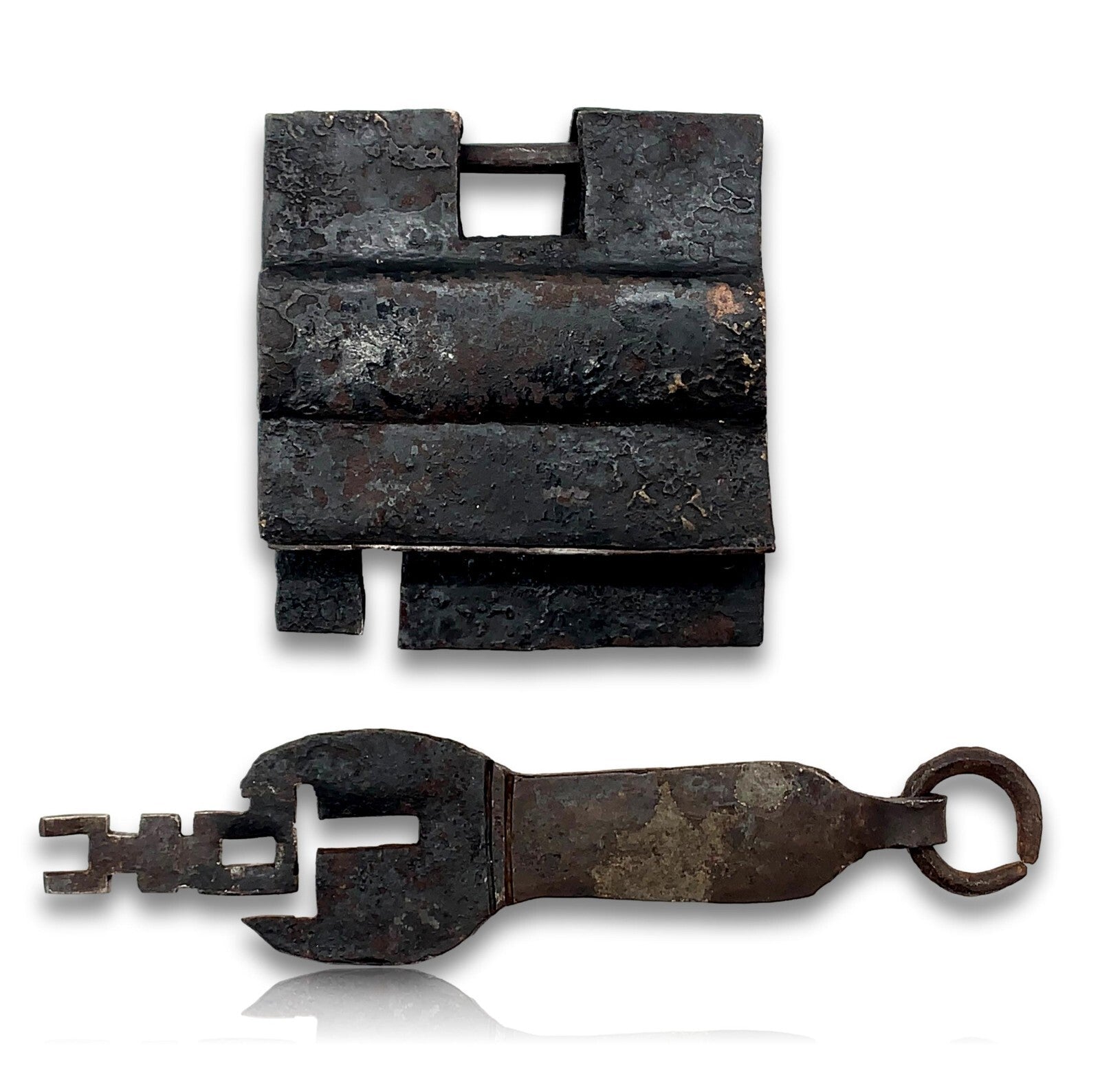 antikes Sperrfederschloss Kisten- Truhenschloss -Schmiedeeisen - Tibet 17. Jhd.0