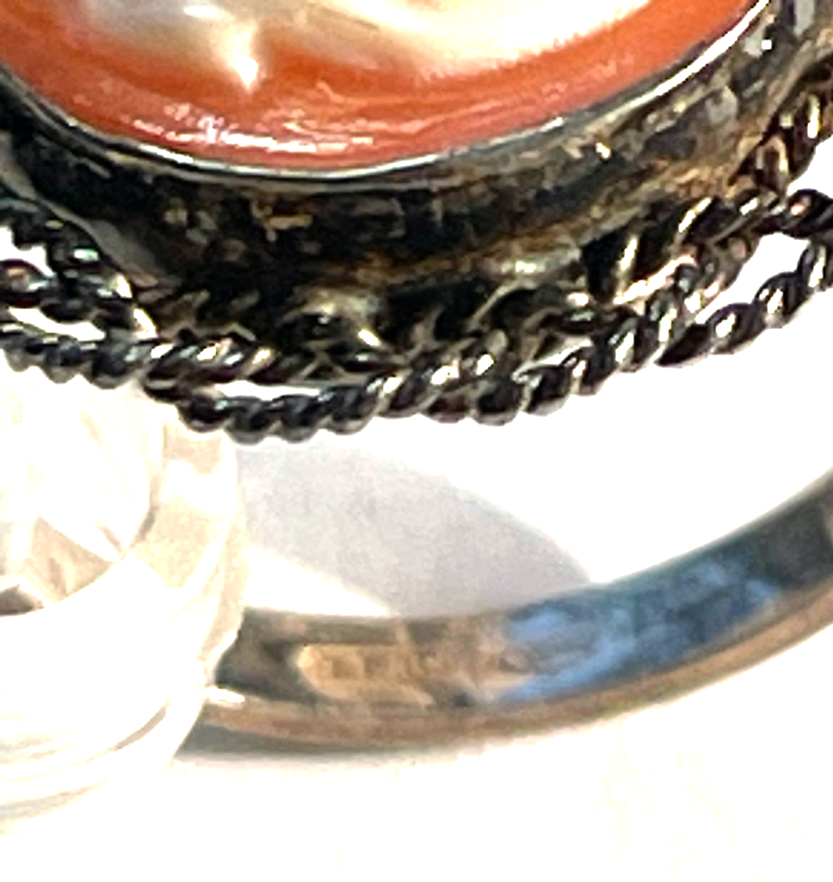 Vintage Gemme Handgeschnitten Cameo Ring 925 Silber RG 54 Ø 17 mm Handarbeit4