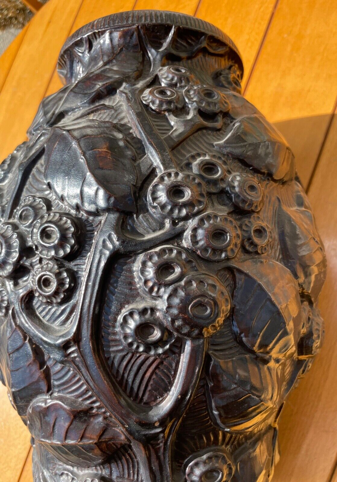 Antik gr.  Jugendstil Vase Tonscherben Terrakotta braun glasiert wie Maresch8