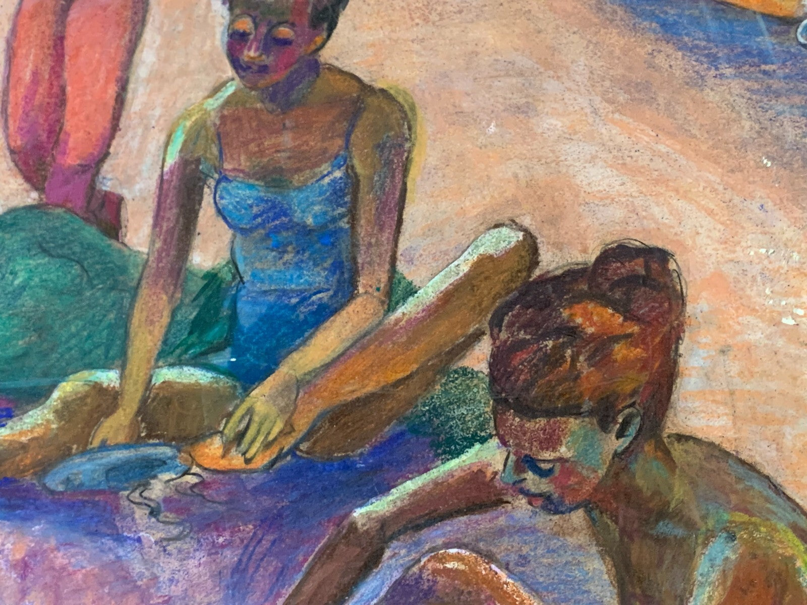 Alfred Tatzel - Hartfaserplatte - Gouache  Tempra - 'Balettgruppe' - 19833