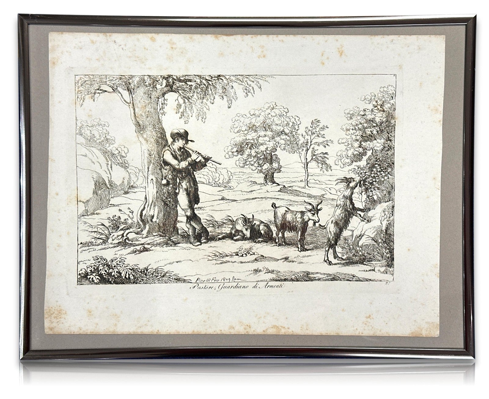 Bartolomeo Pinelli 1809 – Originalradierung „Pastore, Guardiano di Armenti"0