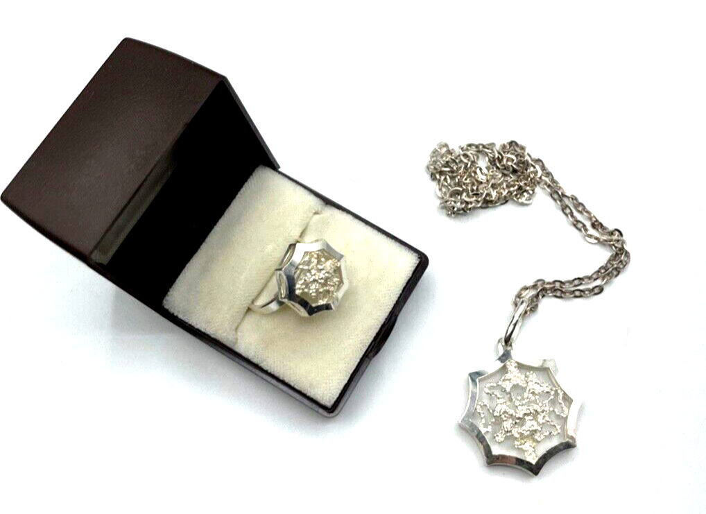 Designer Set 925 Silber Ring + Silber Kette + Anhänger offene Ringschiene neuw.0