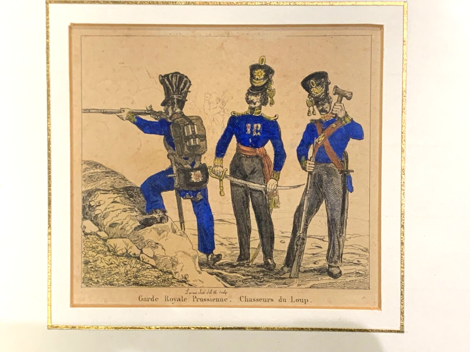 Lacauchie - Stahlstich koloriert - historische Uniform Preußen 1806 - Garde1