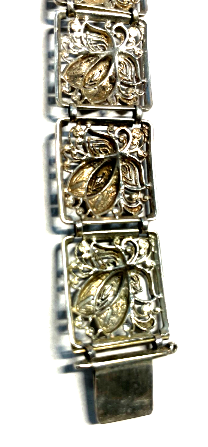 Antik 835 Silber Armband L 20 cm B 20 mm Filigransilber Handarbeit Jugendstil6