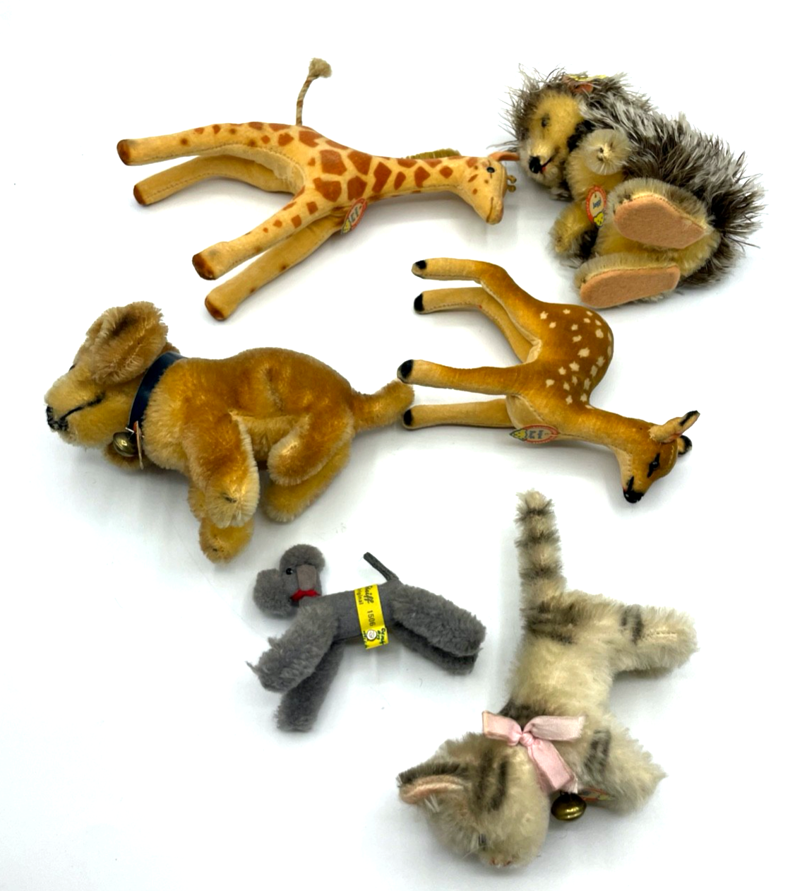 6 vintage Steiff Tiere mit Knopf Schild Glöckchen top gepflegtes Konvolut6