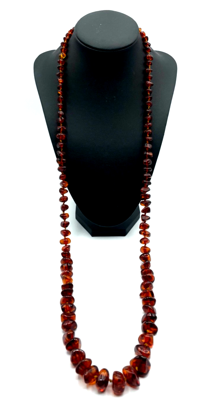 Vintage stattliche Bernstein Kette Inklusen amber necklace 50 Gramm L 95 cm0