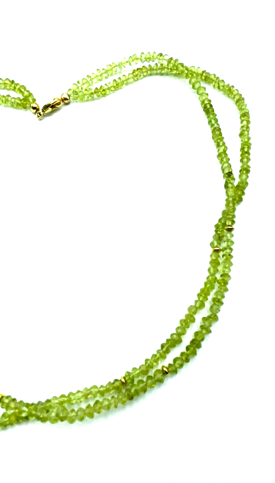 BCI 375 Gold 9 K facettierte Peridot Kette Halskette L 44,5 cm zweisträngig gepf6