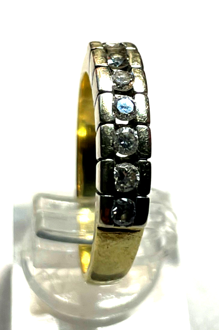 Solider massiver 750 Gold 18 K Ring 7 Brillanten 0,75ct. Ø 20 mm RG 63 Juwelier5