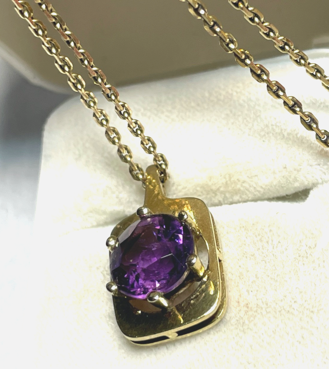 333 Gold 8 K FBM solide 46 cm Ankerkette mit Amethyst Ø 10 mm Anhänger klassisch2