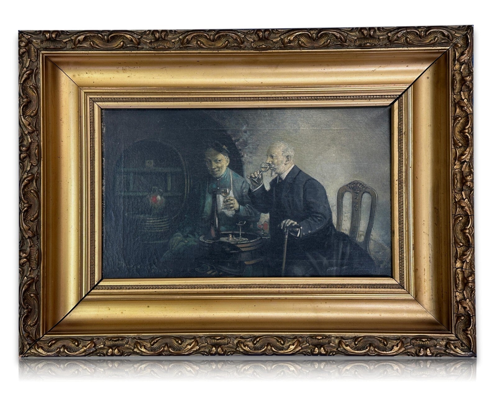 Hans August Lassen 1857-1938 - 'Die Weinprobe' - Genremalerei - Öl auf Leinwand0