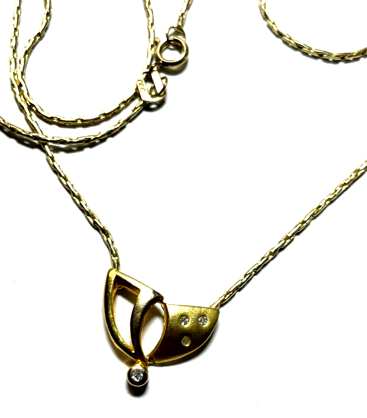 333 Gold 8 K Halskette Collier 4 Diamanten Juwelier zeitloser Chic L 39,5 cm4