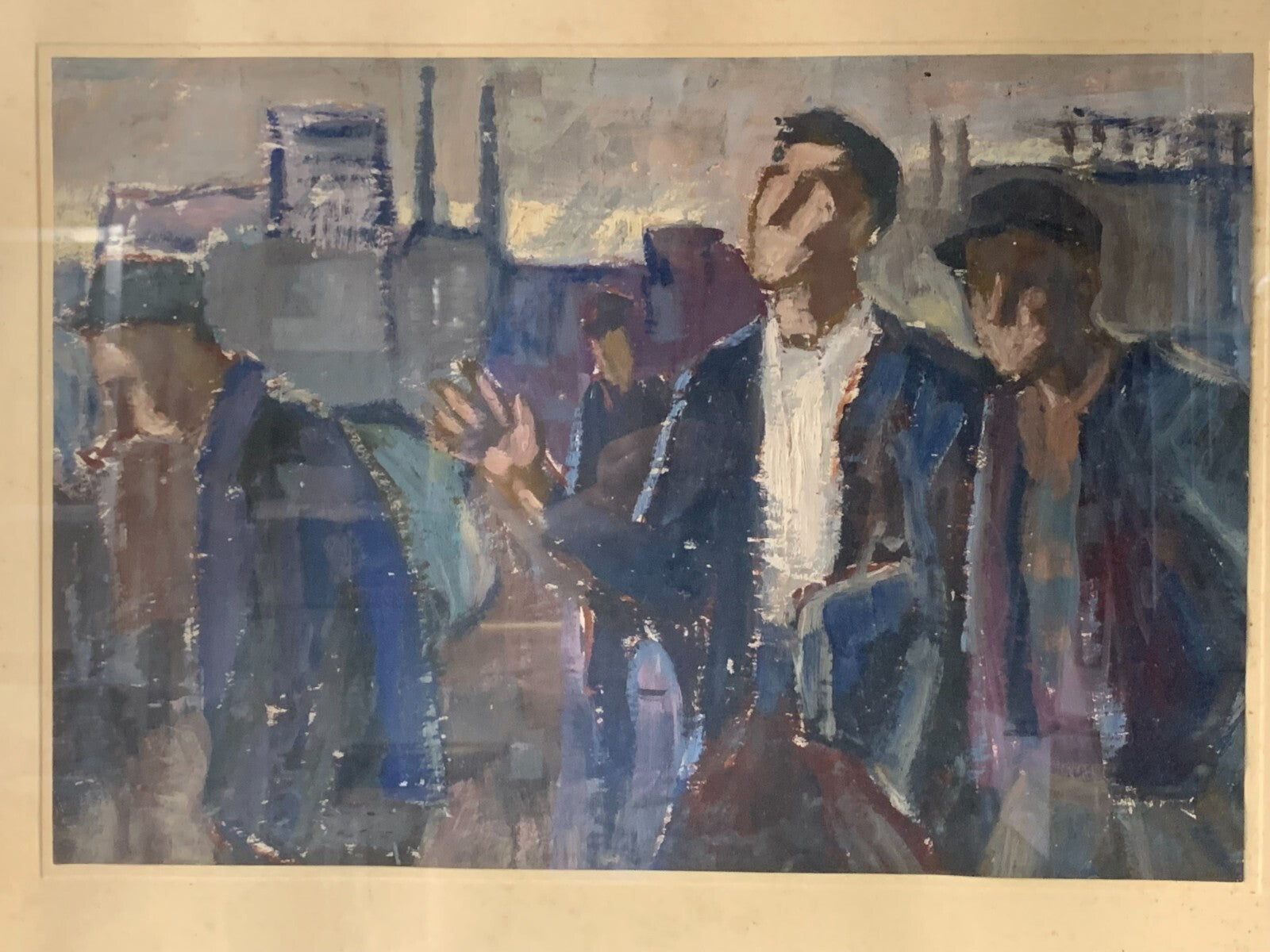 Expressionismus - Industrie Gemälde - Tempera Papier 1954 - gerahmt hinter Glas1