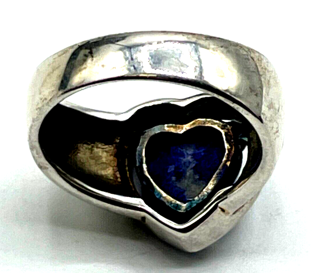 Solider 925 Silber Ring Silberring mit Herz aus Sodalith Ø 19 mm RG 60 gepflegt2