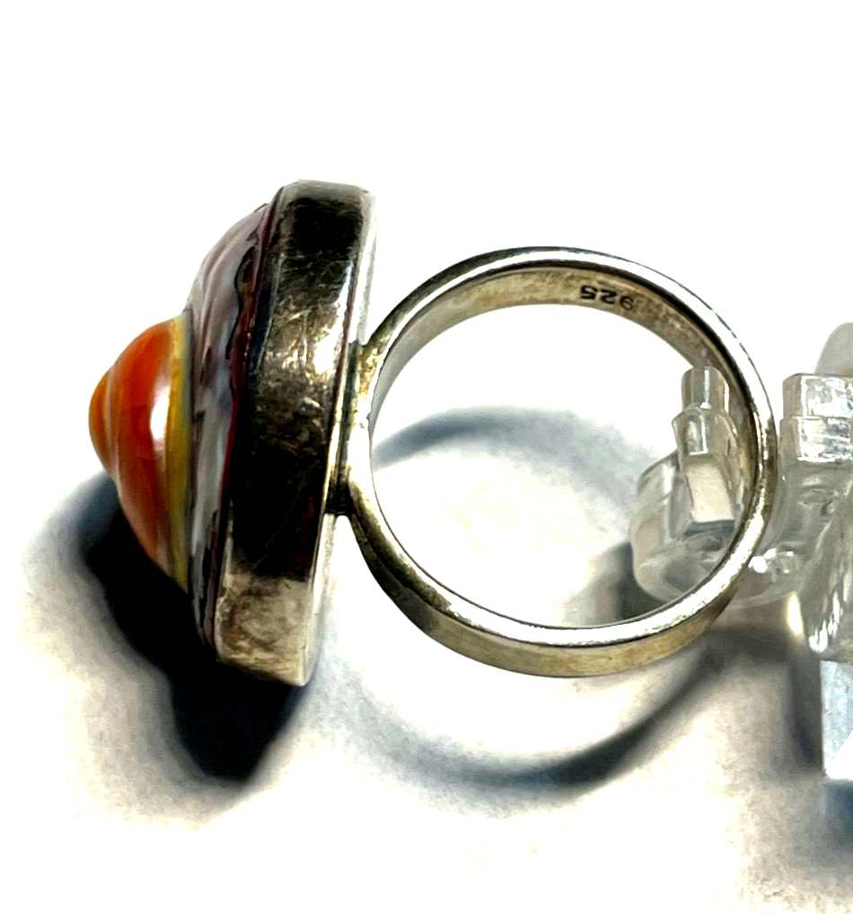 925 Sterling Silber Ring buntes Schneckenhaus Handarbeit Ø 17 mm RG 528