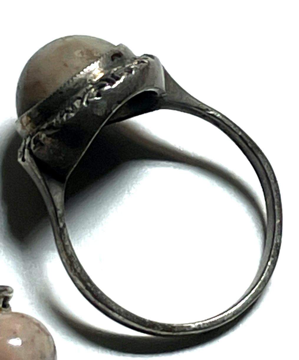 Vintage 800 RW Silber Set Armkette Armband + Ring mit Jaspis 60erJ 70erJ RG 537