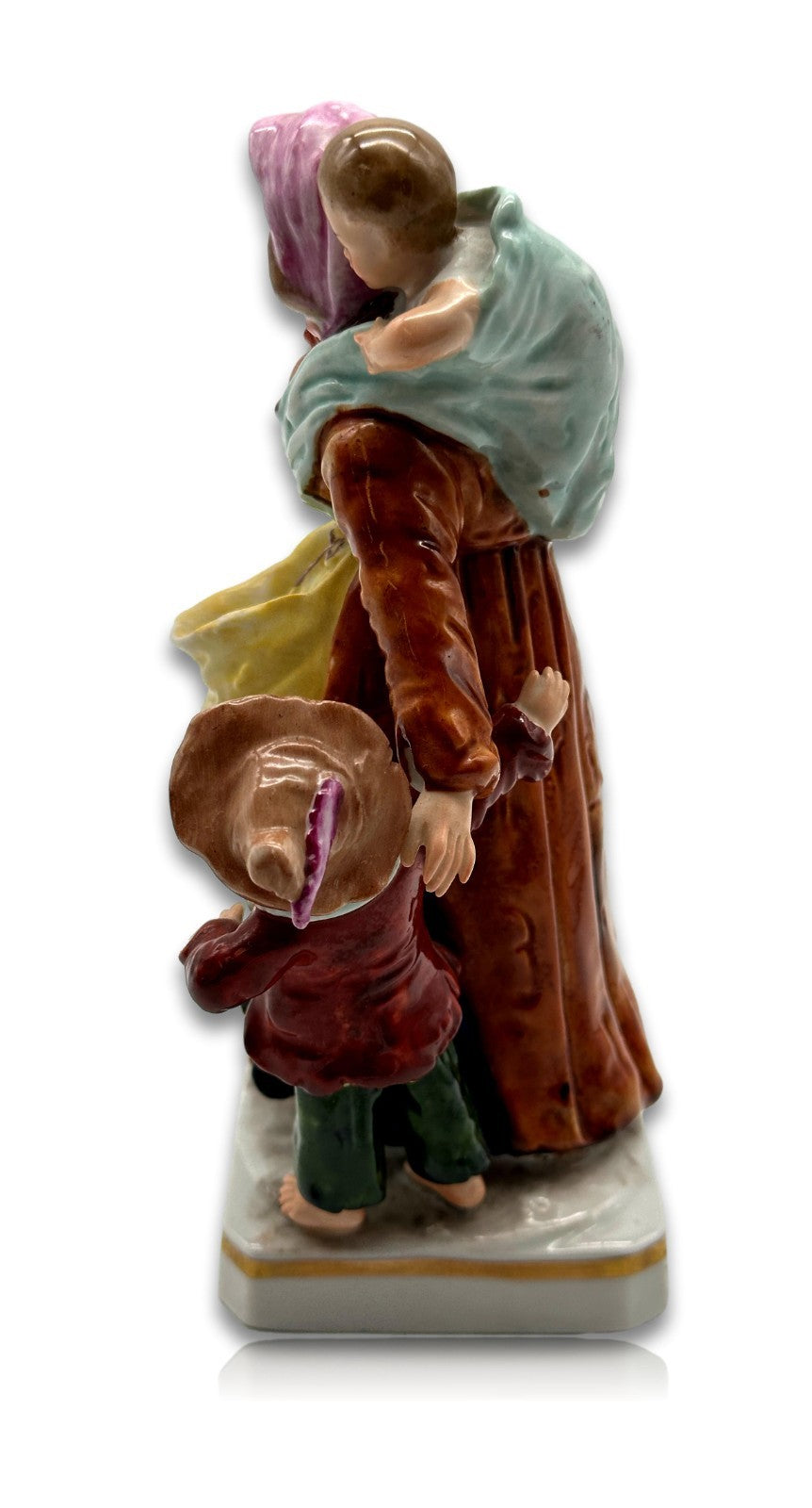 Jugendstil Sitzendorf Porzellanfigur – Frau mit Kindern um 1900 – fein bemalt3