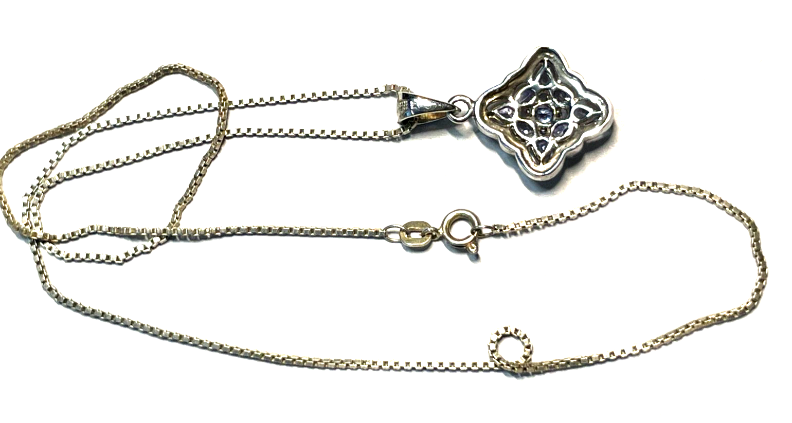 925 Silber Tansanit Anhänger Harry Ivens an 50 cm Venezianer Kette top gepflegt4
