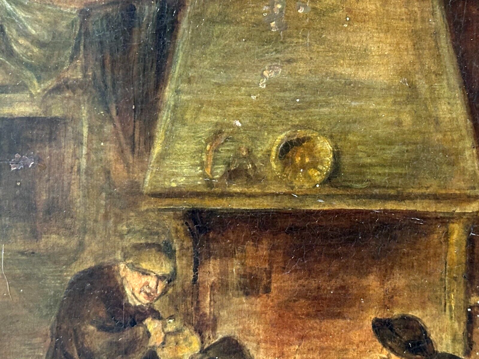 Öl auf auf Kupferplatte - Genre - Wirtshausszene nach David Teniers - gerahmt3