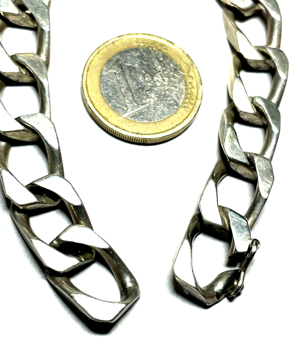 Solides vintage Panzer Armband Armkette 835 Silber L 21 cm B 11,5 mm unisex gepf2