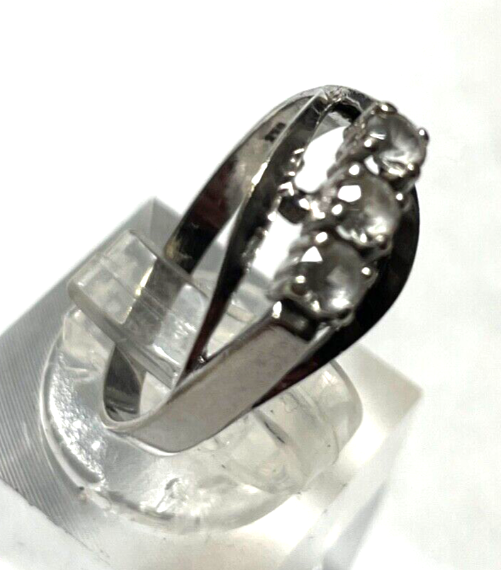 333 Gold 8 K Ring Weißgold 3 Weißtopas Vorsteckring RG 57 gepflegt1