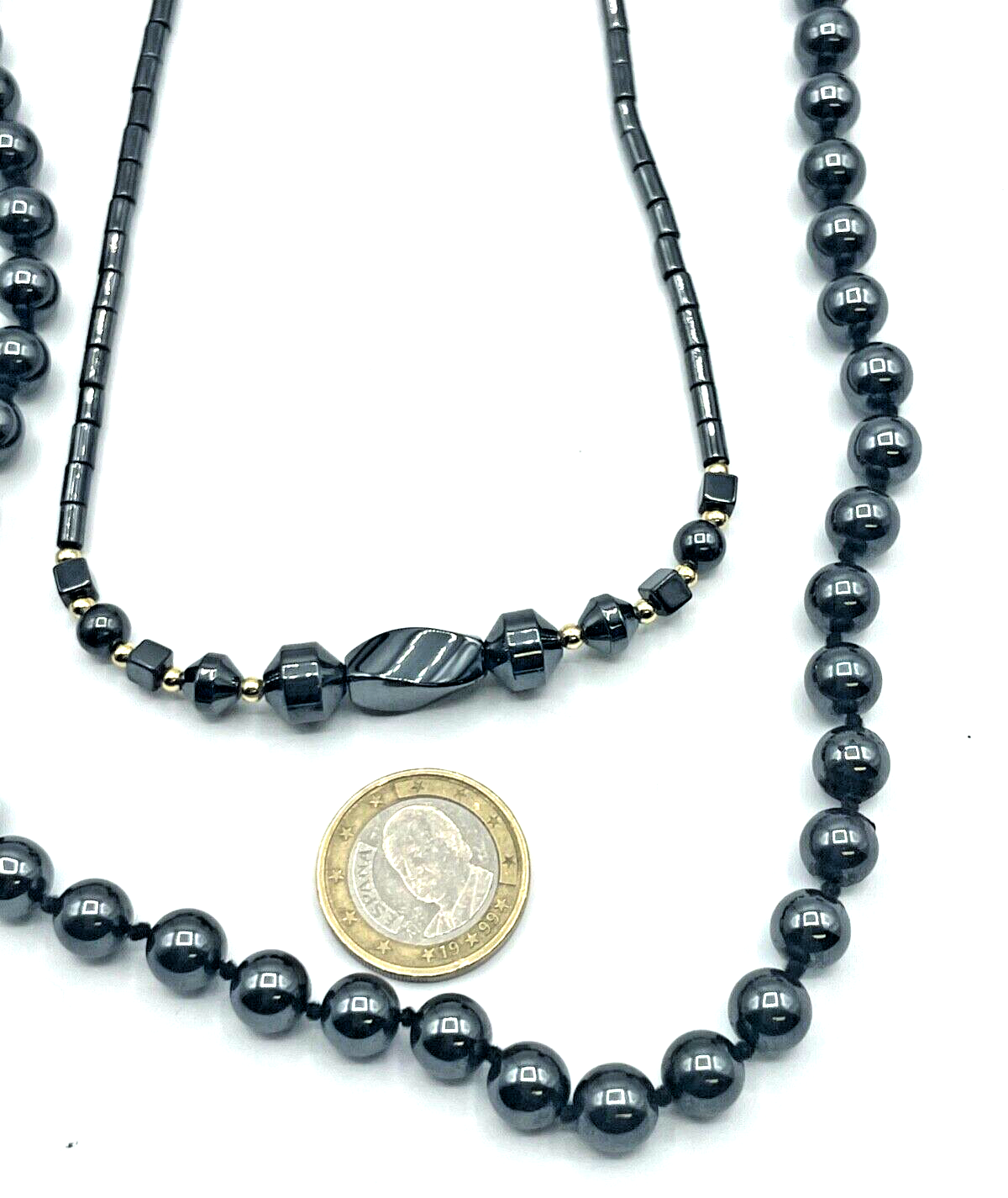 Vintage 2 x Kette Blutstein Hämatit Kugelkette + Collier sehr gepflegt Nr. 11