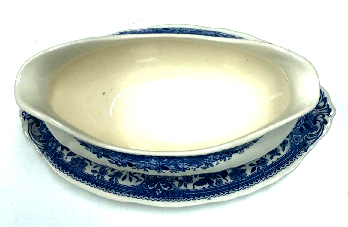 Villeroy & Boch Service Burgenland Sauciere weiß blau Soßenschale kleiner Chip2