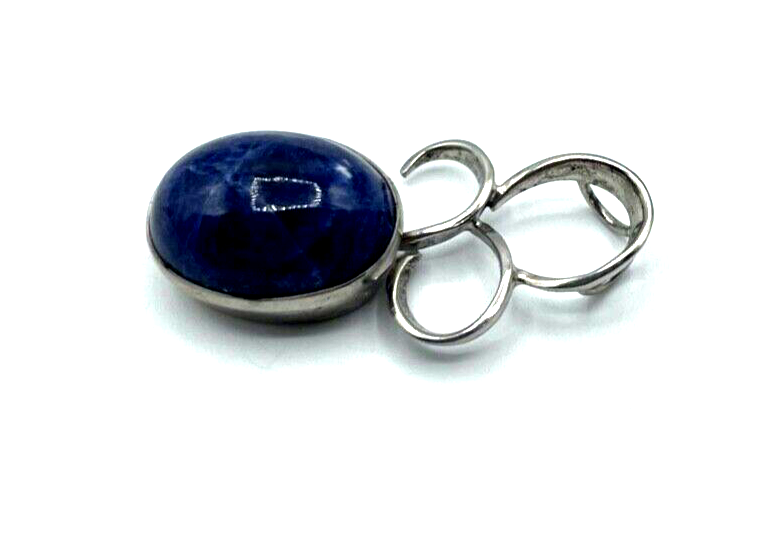 70er J Design 925 Silber Anhänger Handarbeit Lapislazuli Cabochon Amulett L 40mm5