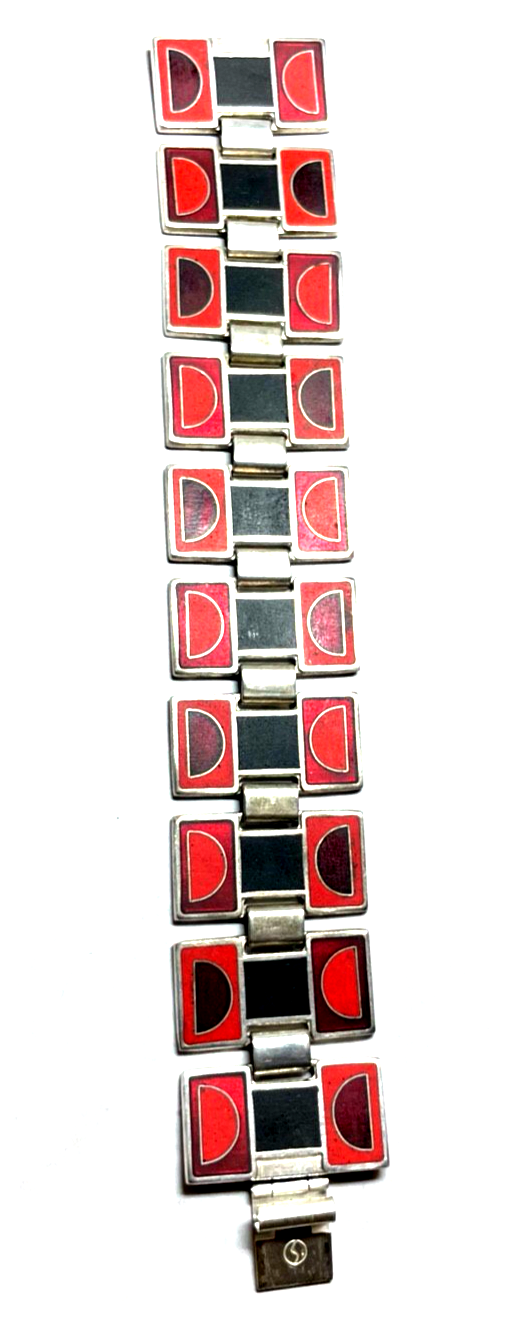 Vintage Schibensky Design Emaille Armband Topzustand Modernist L  17,5 cm B 28mm0