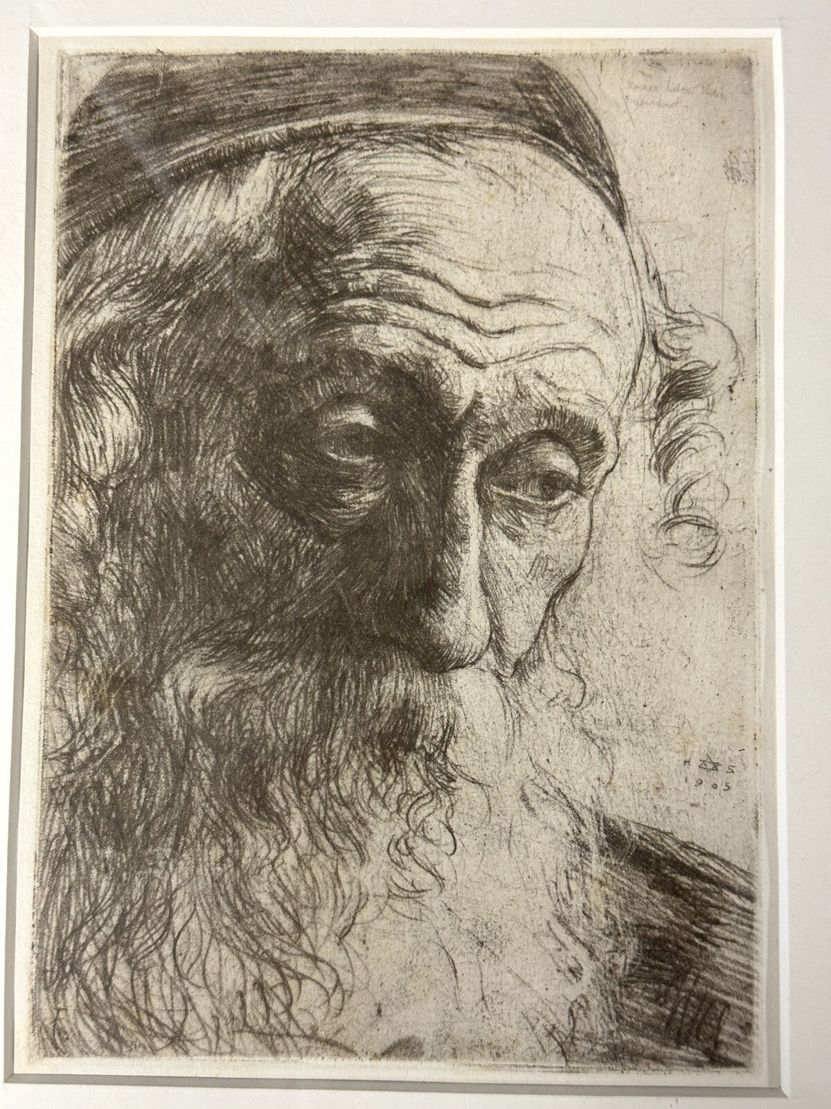 Hermann Struck 1846-1944 - Radierung  'Alter Jude aus Jaffa' - gerahmt Glas1