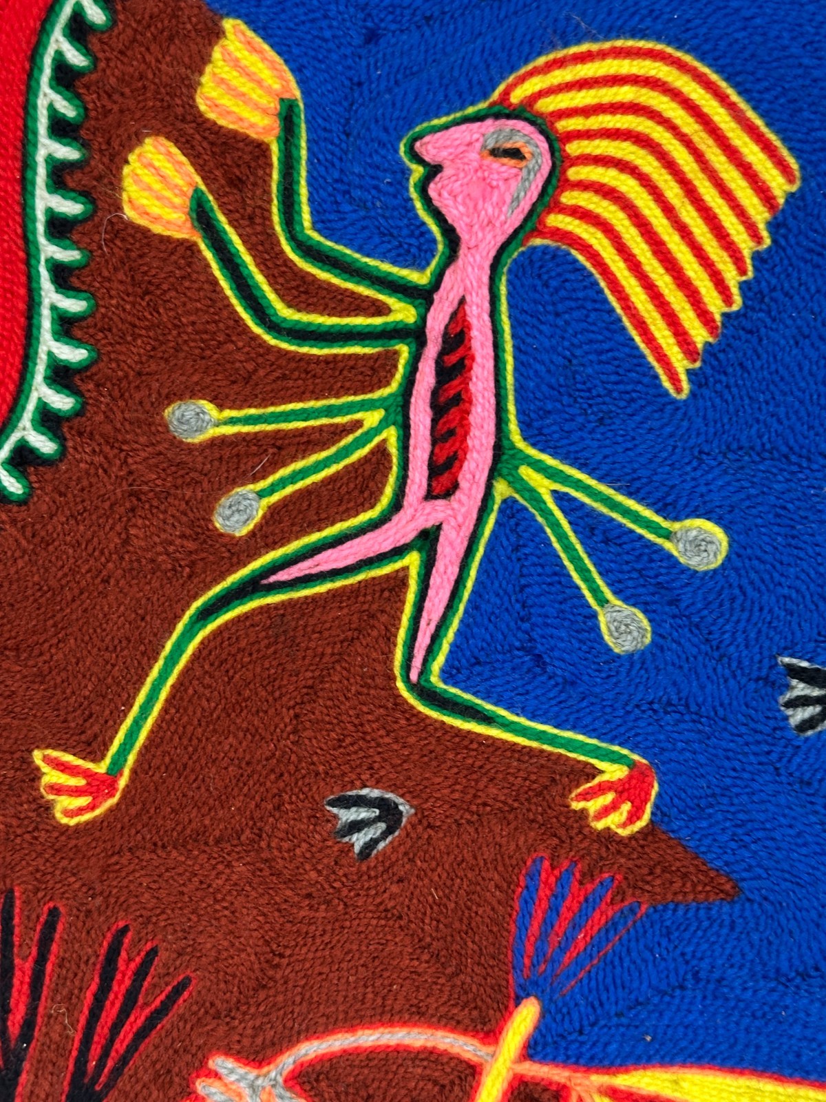 Huichol Garnbild „Nierika“ – Eligio Carrillo - 61×58 cm - Hirsch & Peyote7
