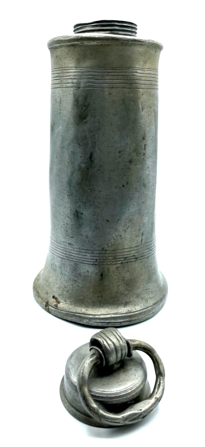 Antik Zinn Kanne mit Schraubdeckel Original von 1882 H ca. 30 cm Handarbeit7