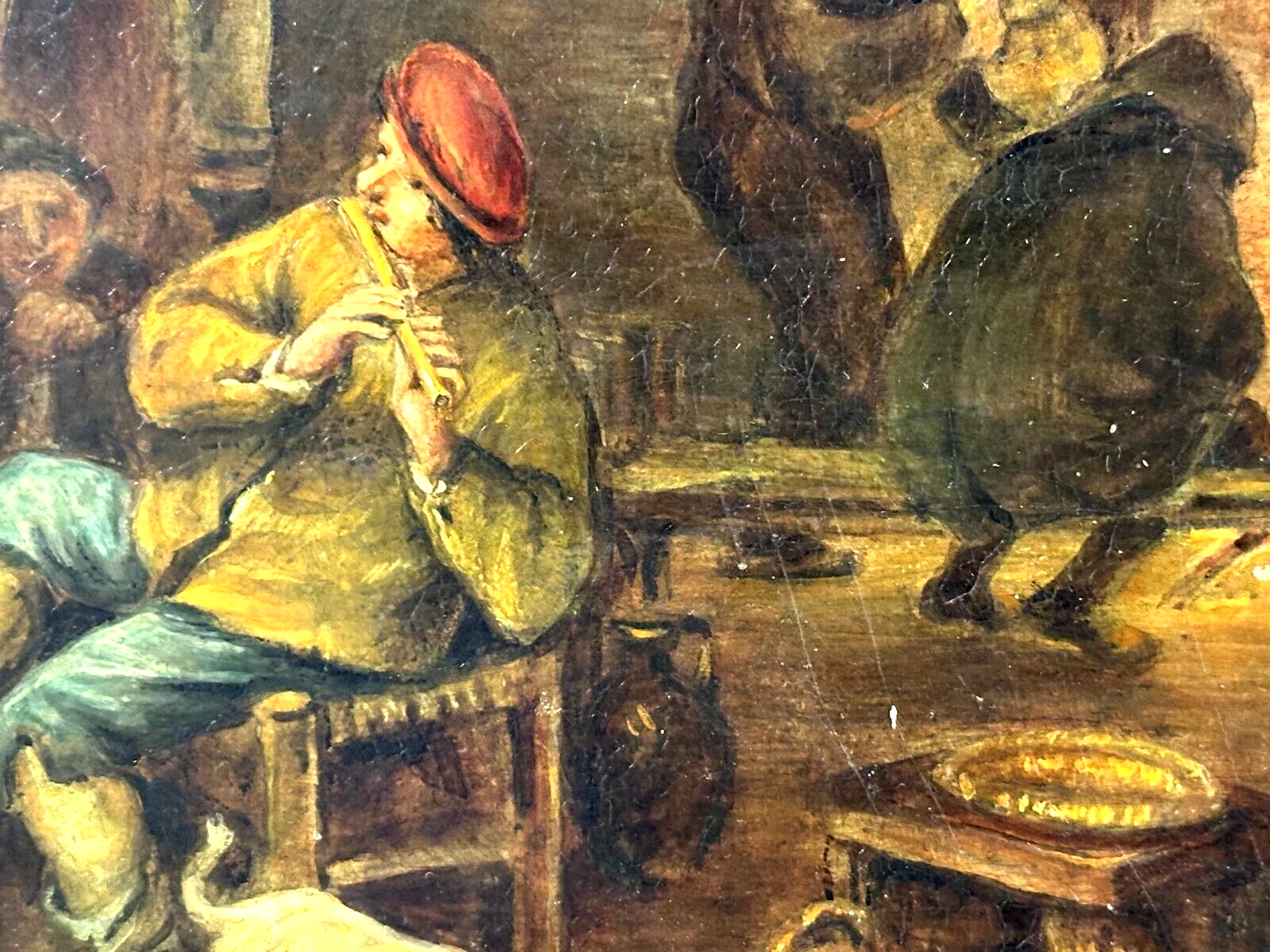 Öl auf auf Kupferplatte - Genre - Wirtshausszene nach David Teniers - gerahmt5